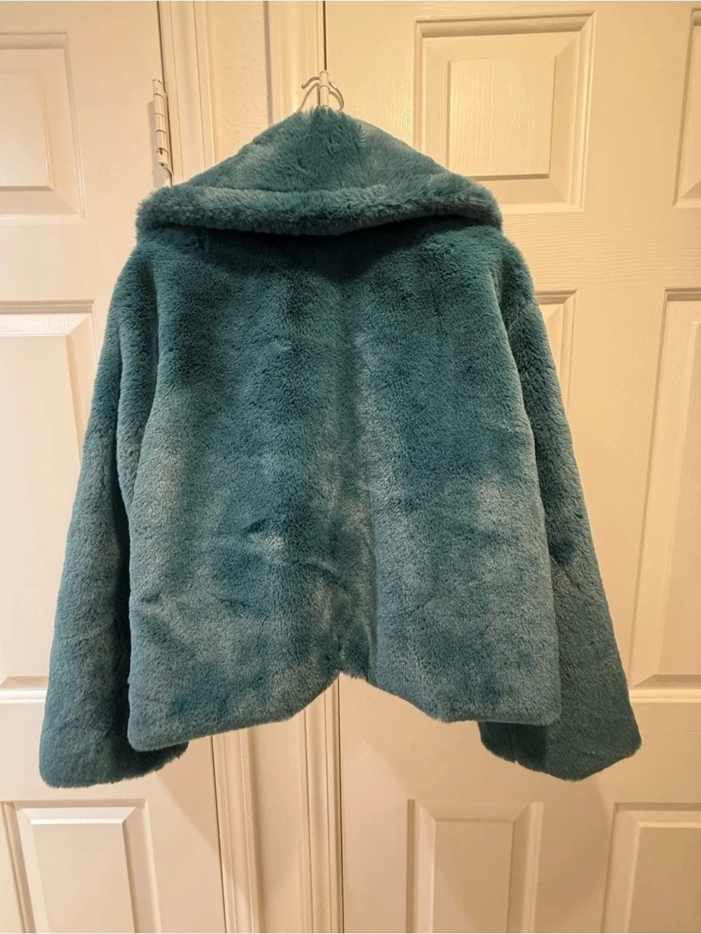 Faux Fur Hooded Jacket in Teal